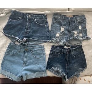 Four Pairs of Denim Shorts, Size 2 Size 24 Size 25 Size Small